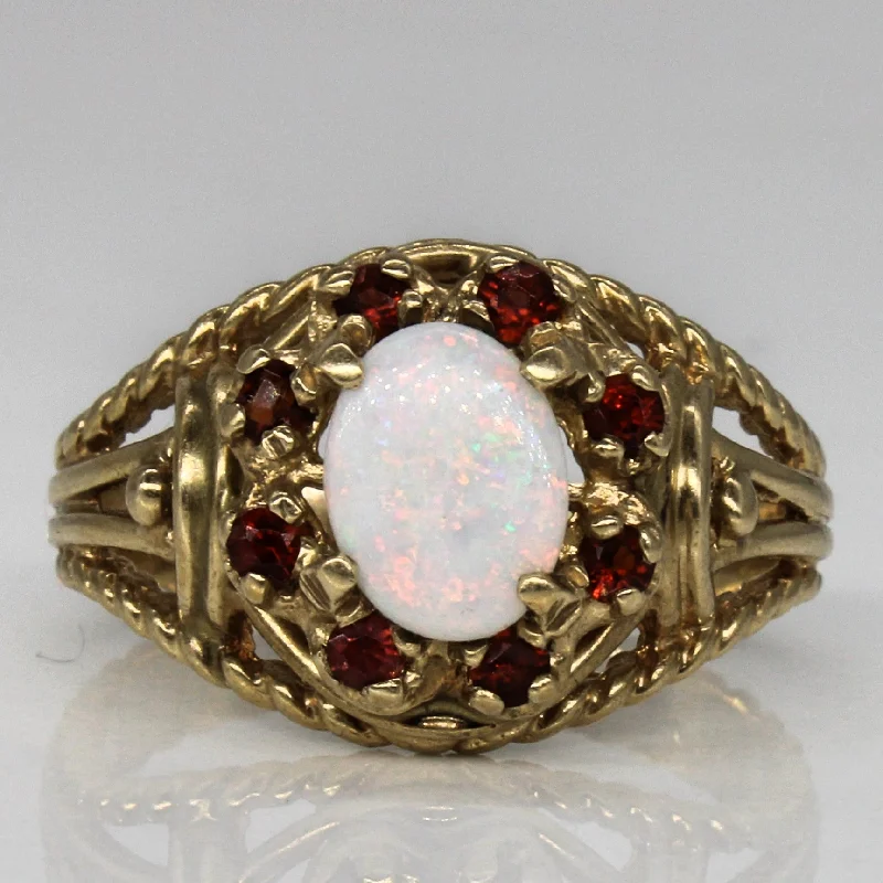 Jewelry Deals That Outshine The Rest Opal & Garnet Cocktail Ring | 0.40ct, 0.28ctw | SZ 7 | Jewelry Deals That Outshine The Rest Opal & Garnet Cocktail Ring | 0.40ct, 0.28ctw | SZ 7 |