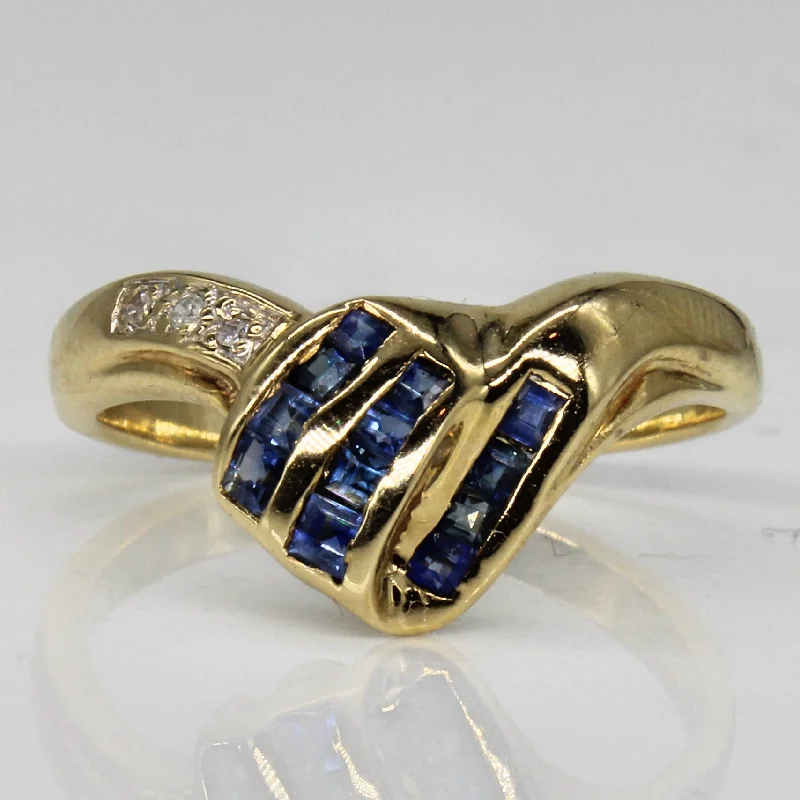 Eco-Friendly Sustainable Jewelry For Conscious Buyers Sapphire & Diamond Cross Over Ring | 0.24ctw, 0.03ctw | SZ 7 |