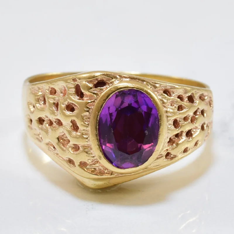 Limited-Stock Jewelry Clearance – Grab Your Favorites Now Offset Synthetic Purple Sapphire Ring | 3.28ct | SZ 14.25 |