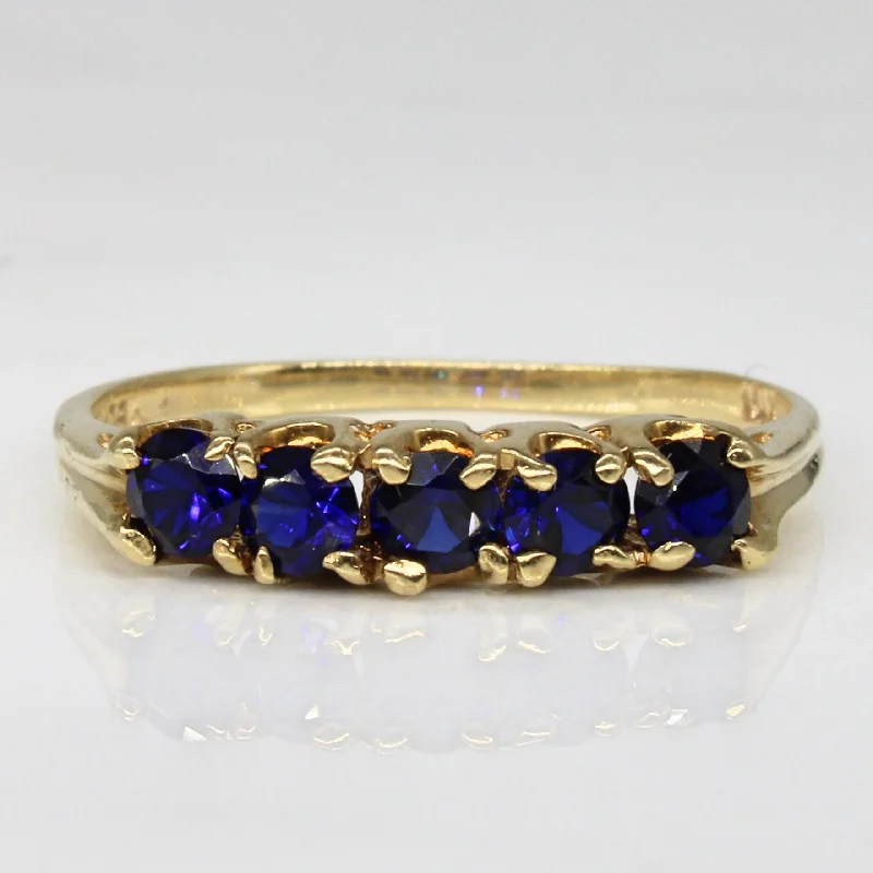 Elegant Jewelry Styles At Budget-Friendly Prices Synthetic Sapphire Five Stone Band | 0.55ctw | SZ 6.5 | Elegant Jewelry Styles At Budget-Friendly Prices Synthetic Sapphire Five Stone Band | 0.55ctw | SZ 6.5 |