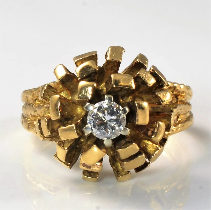 Affordable Gold-Plated Jewelry For Modern Fashion Split Shank Solitaire Diamond Floral Ring | 0.24ct | SZ 7.5 | Affordable Gold-Plated Jewelry For Modern Fashion Split Shank Solitaire Diamond Floral Ring | 0.24ct | SZ 7.5 |