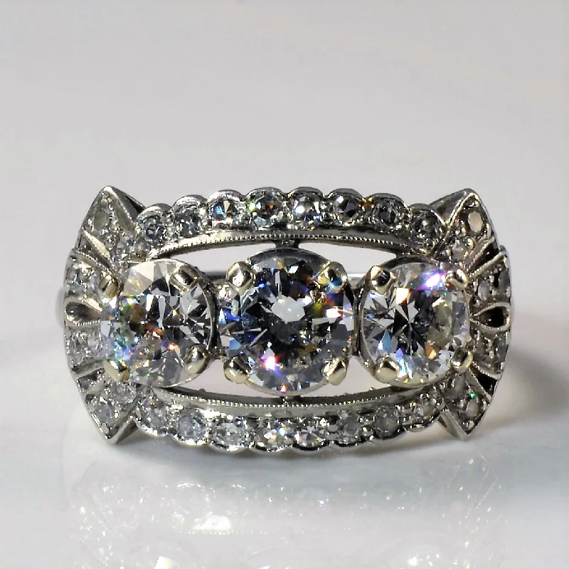 Timeless Elegance Now At Special Discounts Art Deco Inspired Three Stone Engagement Ring | 2.01ctw | SZ 7 | Timeless Elegance Now At Special Discounts Art Deco Inspired Three Stone Engagement Ring | 2.01ctw | SZ 7 |