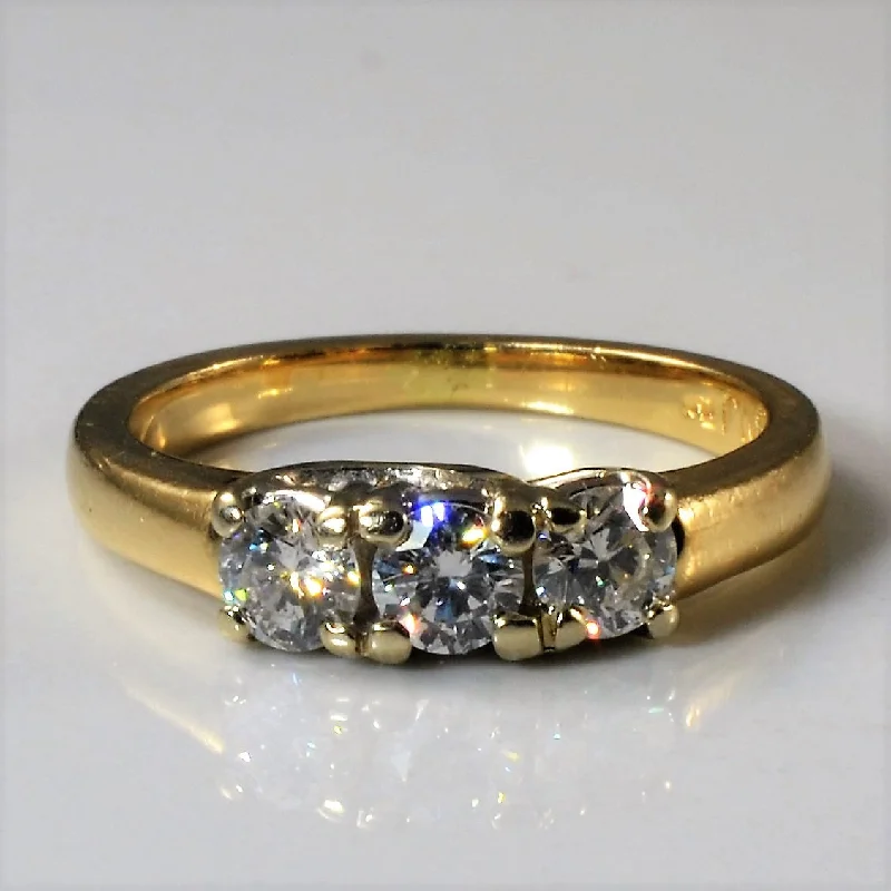 Shop Handcrafted Jewelry At Special Promotional Rates Three Stone Diamond Ring | 0.53ctw | SZ 5 | Shop Handcrafted Jewelry At Special Promotional Rates Three Stone Diamond Ring | 0.53ctw | SZ 5 |