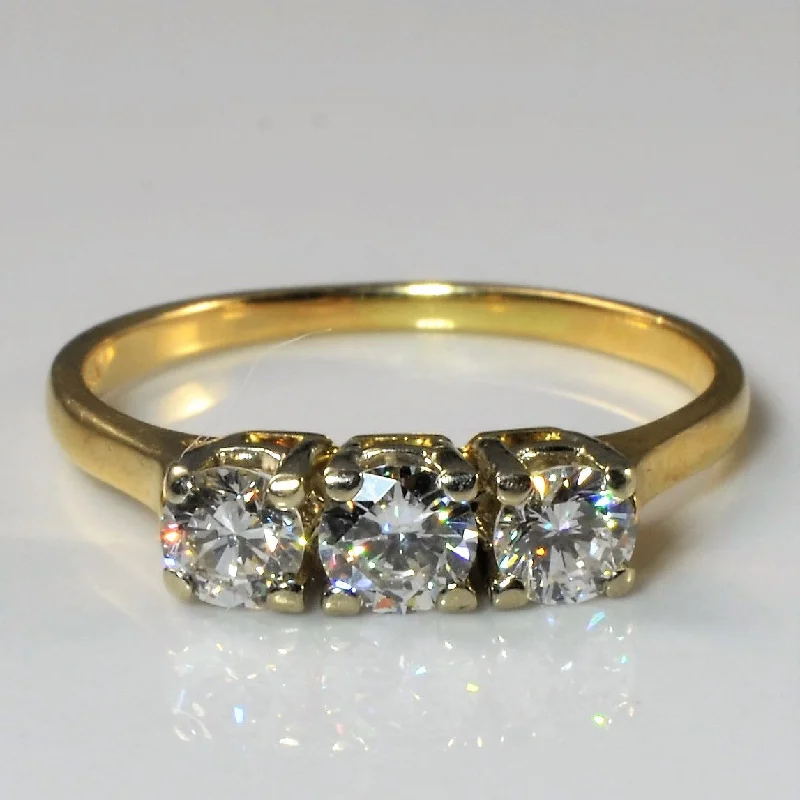 Customized Silver Jewelry For Unique Style Classic Three Stone Diamond Ring | 0.59ctw | SZ 7 | Customized Silver Jewelry For Unique Style Classic Three Stone Diamond Ring | 0.59ctw | SZ 7 |