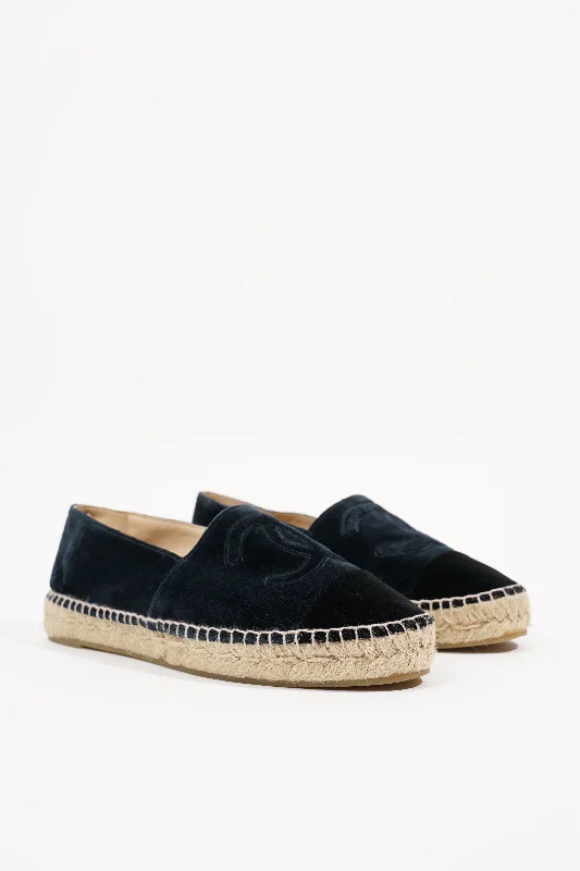 Feminine Style Promotions Chanel Womens Espadrilles Navy Velvet EU 38 / UK 5