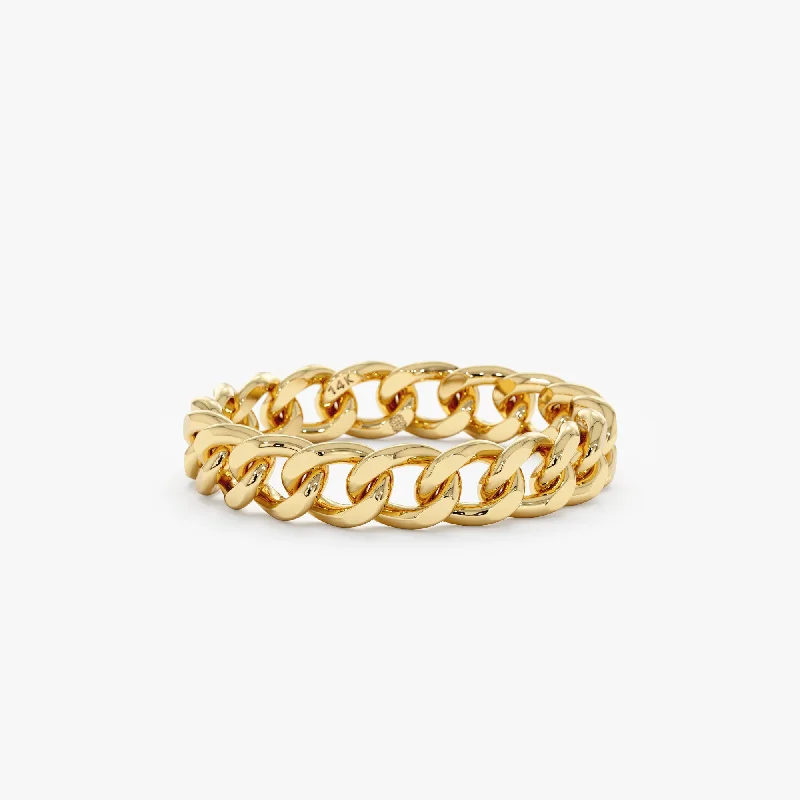 Flash Sale On Stunning Jewelry – Don't Miss Out 14k Gold Cuban Chain Ring, Mira