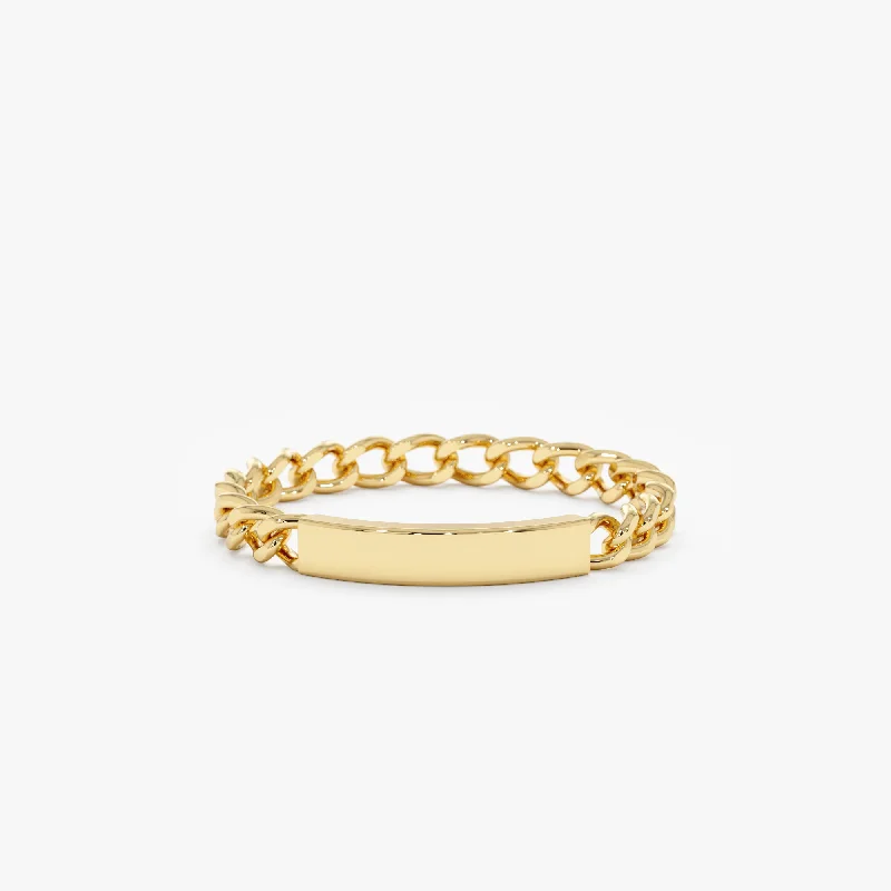 Special Deals On Handcrafted And Designer Jewelry Engravable Cuban Chain ID Ring, Nola Special Deals On Handcrafted And Designer Jewelry Engravable Cuban Chain ID Ring, Nola