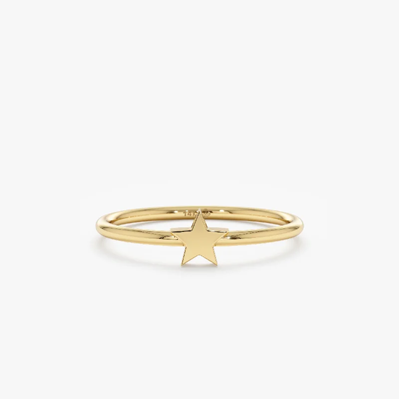 Luxury Jewelry Sale – Sparkle For Less Petite Solid Gold Star Ring, Stella