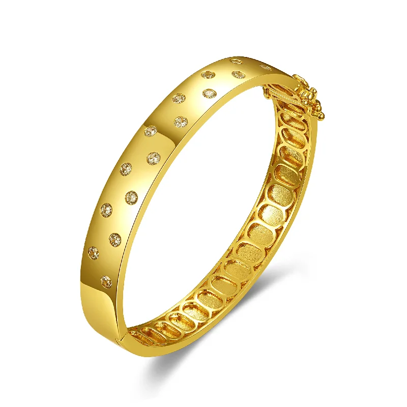 Must-Have Jewelry At Unbelievable Discounts 14k Yellow Gold Plated With Diamond Cubic Zirconia Starry Sky Bangle Bracelet Must-Have Jewelry At Unbelievable Discounts 14k Yellow Gold Plated With Diamond Cubic Zirconia Starry Sky Bangle Bracelet