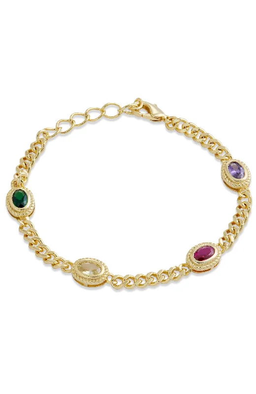 Stunning Jewelry At Even More Stunning Prices 18K GOLD PLATED MULTI COLOR CZ STATION BRACELET Stunning Jewelry At Even More Stunning Prices 18K GOLD PLATED MULTI COLOR CZ STATION BRACELET