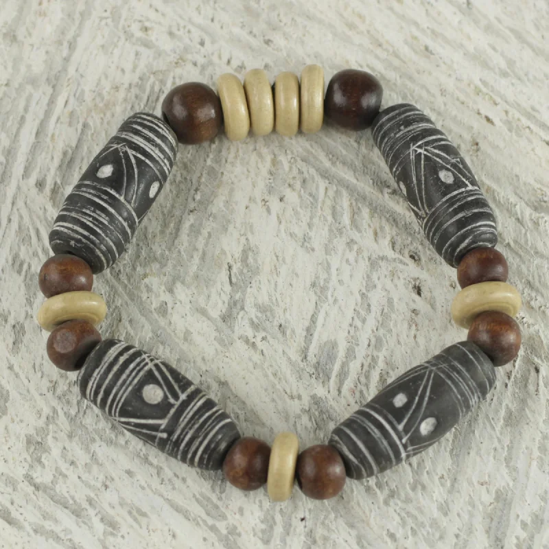 The Perfect Jewelry Piece At The Perfect Discount African Woman Brown Earth Tone Beaded Stretch Bracelet by Ghana Artisan The Perfect Jewelry Piece At The Perfect Discount African Woman Brown Earth Tone Beaded Stretch Bracelet by Ghana Artisan