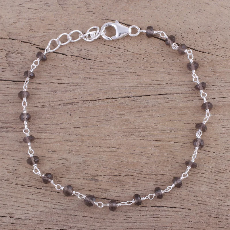 Fine Jewelry, Limited-Time Offers Available Beautiful Saga Handmade Adjustable Smoky Quartz Link Bracelet from India Fine Jewelry, Limited-Time Offers Available Beautiful Saga Handmade Adjustable Smoky Quartz Link Bracelet from India