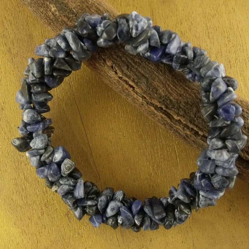 Modern Statement Jewelry For Bold Styling Blue Muse Sodalite Stretch Beaded Bracelet Handmade India Modern Statement Jewelry For Bold Styling Blue Muse Sodalite Stretch Beaded Bracelet Handmade India