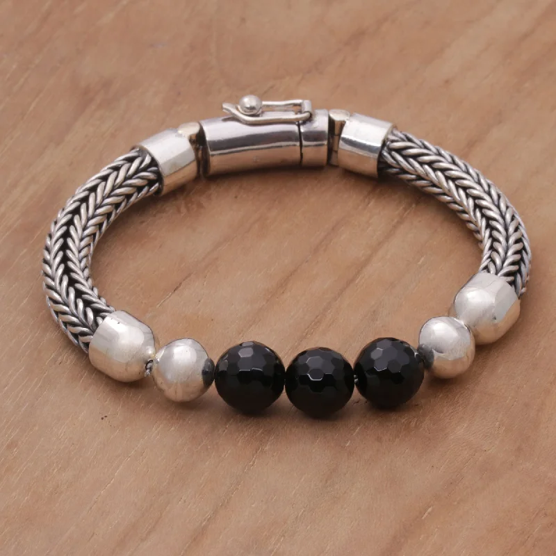Fashion-Forward Jewelry At Incredible Prices Bold Elegance Onyx and Sterling Silver Beaded Chain Bracelet from Bali Fashion-Forward Jewelry At Incredible Prices Bold Elegance Onyx and Sterling Silver Beaded Chain Bracelet from Bali