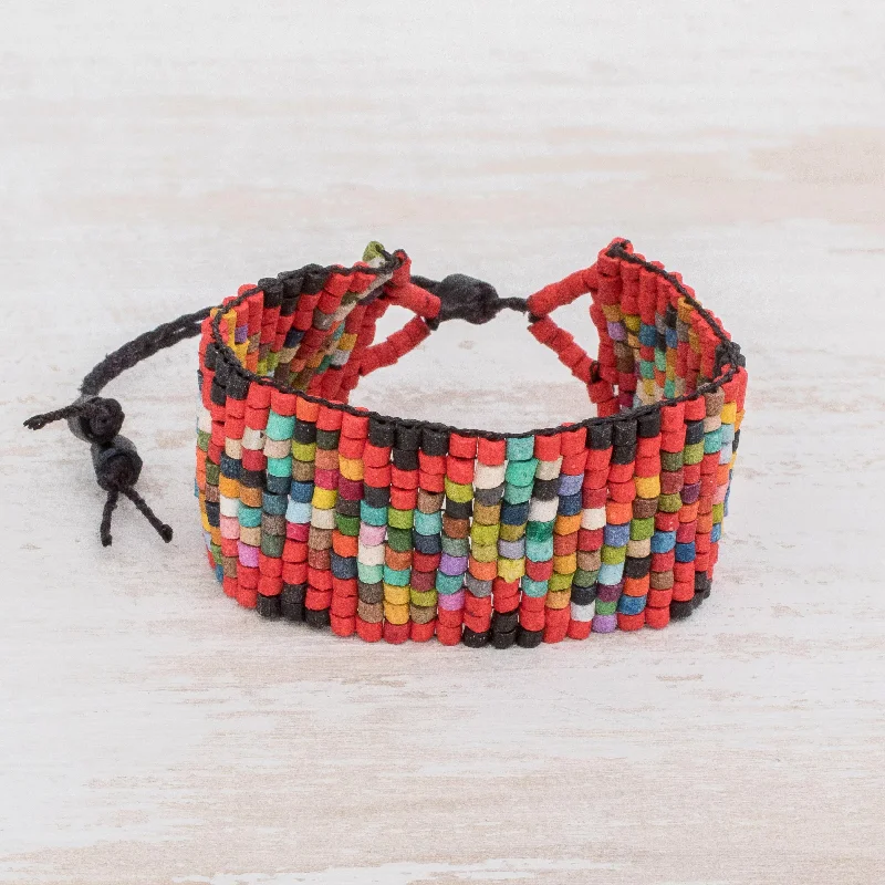 Premium Jewelry At Special Low Prices For A Limited Time Delightful Illusion Handmade Ceramic Beaded Wristband Bracelet from Guatemala Premium Jewelry At Special Low Prices For A Limited Time Delightful Illusion Handmade Ceramic Beaded Wristband Bracelet from Guatemala