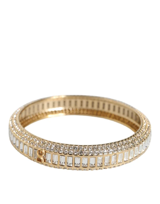 Grab Stylish Jewelry Before The Sale Ends Dolce & Gabbana Tone Brass Crystal Stass DG Round Bangle Women's Bracelet Grab Stylish Jewelry Before The Sale Ends Dolce & Gabbana Tone Brass Crystal Stass DG Round Bangle Women's Bracelet