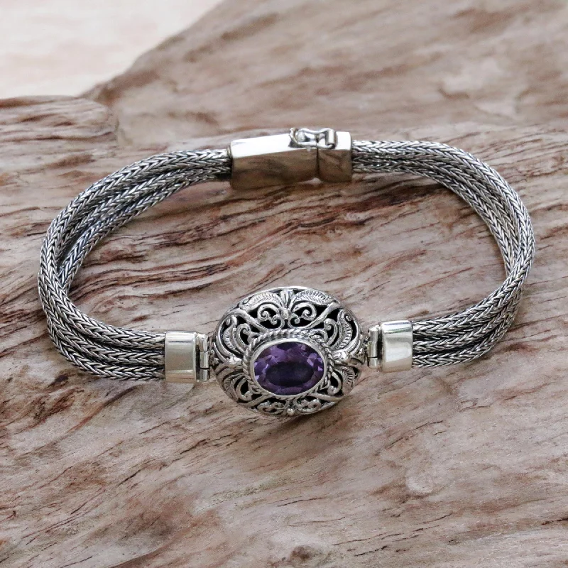 Bestselling Jewelry At Special Promotional Rates Faith Protector Sterling Silver and Amethyst Pendant Bracelet from Indonesia Bestselling Jewelry At Special Promotional Rates Faith Protector Sterling Silver and Amethyst Pendant Bracelet from Indonesia