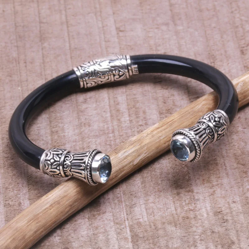 Exclusive Jewelry Markdowns – Limited-Time Offer Fern Temple Blue Topaz and Sterling Silver Cuff Bracelet from Bali Exclusive Jewelry Markdowns – Limited-Time Offer Fern Temple Blue Topaz and Sterling Silver Cuff Bracelet from Bali