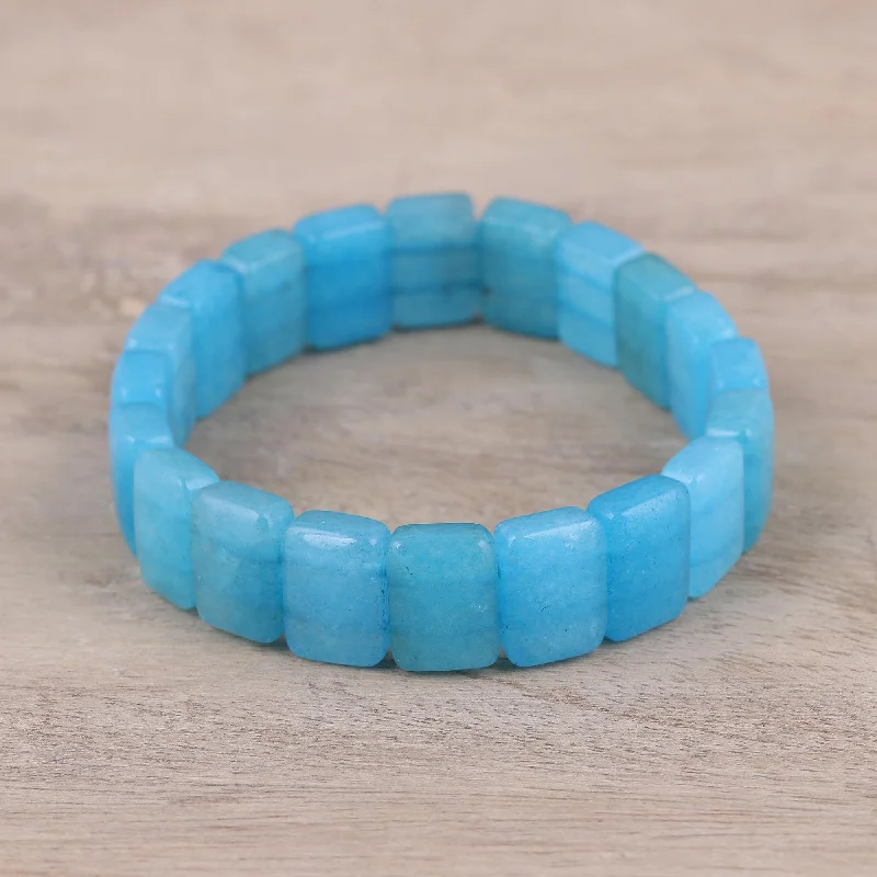 Elegant Jewelry At Unbeatable Offers – Shop Before It's Gone Frozen Sea Handmade Blue Agate Frozen Sea Beaded Stretch Bracelet