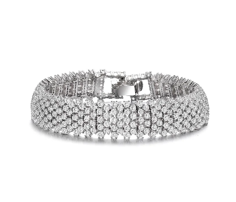 Trending Jewelry Now Available At Exclusive Prices GENEVIVE Sterling Silver Cubic Zirconia Linear Pave Bracelet Trending Jewelry Now Available At Exclusive Prices GENEVIVE Sterling Silver Cubic Zirconia Linear Pave Bracelet