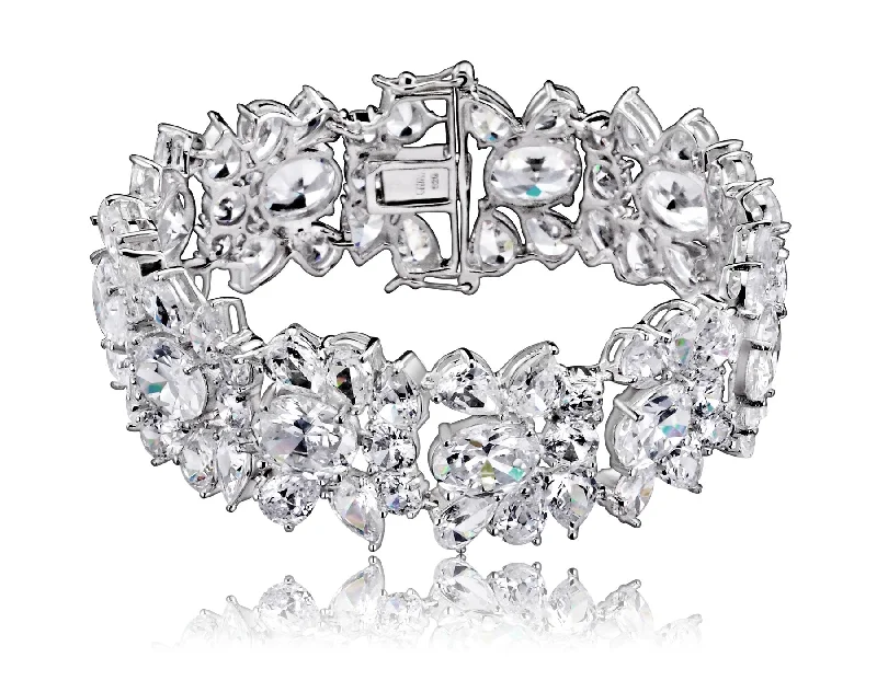 Exclusive Jewelry Bundles At Discounted Rates GENEVIVE Sterling Silver Cubic Zirconia Wide Floral Bracelet Exclusive Jewelry Bundles At Discounted Rates GENEVIVE Sterling Silver Cubic Zirconia Wide Floral Bracelet