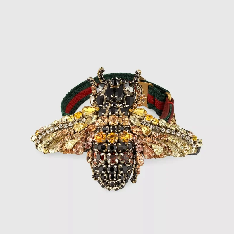 Best Jewelry Sale – Shop Exclusive Designs Now Gucci Crystal Bee Bracelet w/Tiger Head and GRG Elastic Band Best Jewelry Sale – Shop Exclusive Designs Now Gucci Crystal Bee Bracelet w/Tiger Head and GRG Elastic Band