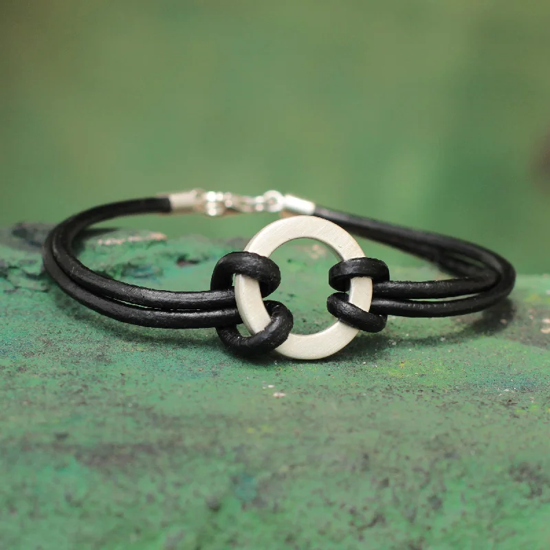 Premium Jewelry, Premium Discounts – Act Fast Harvest Moon Sterling Silver Leather Wristband Men's Bracelet Premium Jewelry, Premium Discounts – Act Fast Harvest Moon Sterling Silver Leather Wristband Men's Bracelet