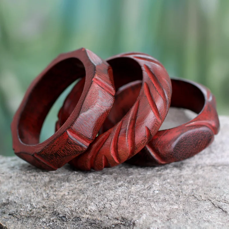Shop Fine Jewelry With Amazing Deals Indian Romance Hand Carved Mango Wood Bangle Bracelets India (Set of 3) Shop Fine Jewelry With Amazing Deals Indian Romance Hand Carved Mango Wood Bangle Bracelets India (Set of 3)
