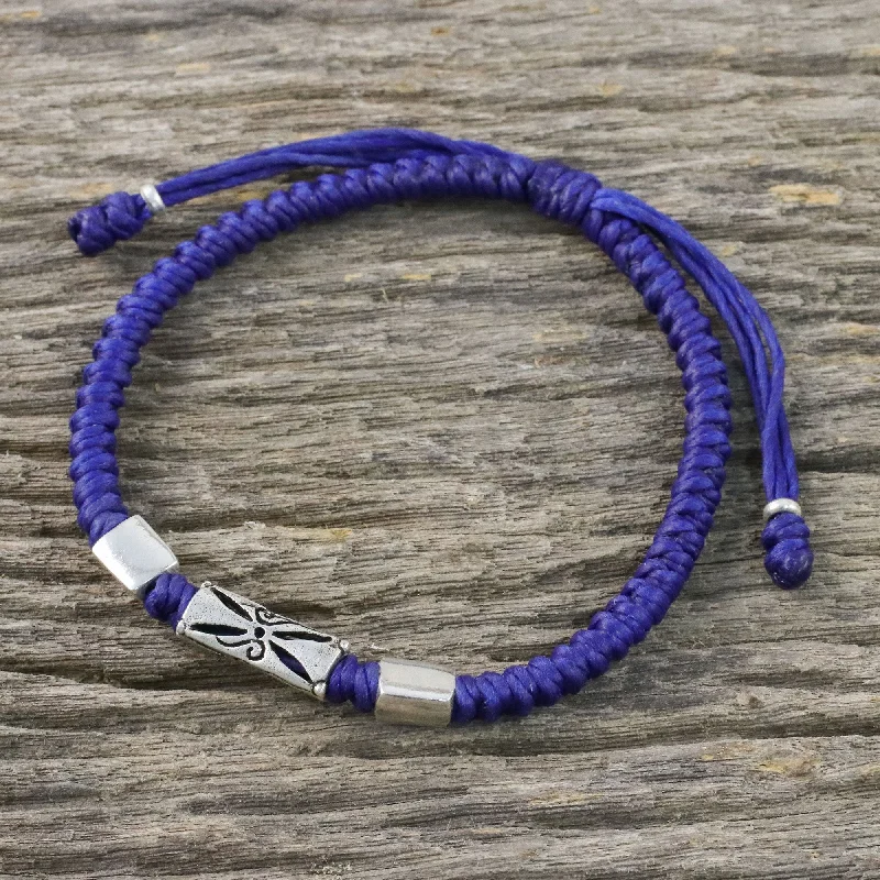 Stunning Statement Jewelry, Unbeatable Discounts Karen Triangle in Blue Hill Tribe Blue Cord Bracelet with Silver Beads Stunning Statement Jewelry, Unbeatable Discounts Karen Triangle in Blue Hill Tribe Blue Cord Bracelet with Silver Beads