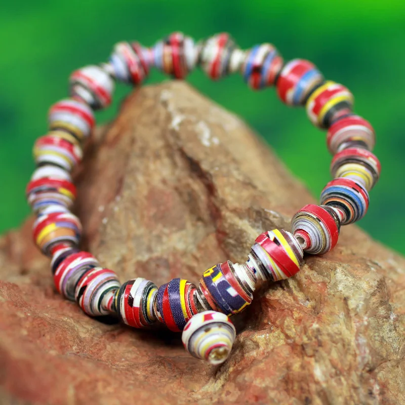 Fine Jewelry, Limited-Time Offers Available Love Affair Handmade Bracelet with Multicolor Recycled Paper Beads Fine Jewelry, Limited-Time Offers Available Love Affair Handmade Bracelet with Multicolor Recycled Paper Beads