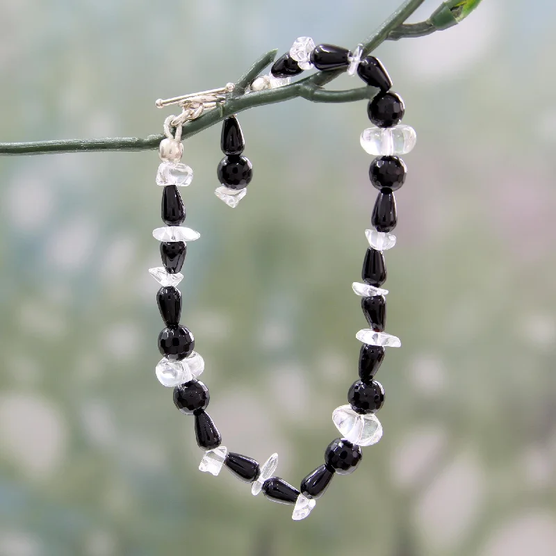 Luxury Jewelry Sale – Sparkle For Less Midnight Allure Indian Handmade Onyx and Quartz Black and White Bracelet Luxury Jewelry Sale – Sparkle For Less Midnight Allure Indian Handmade Onyx and Quartz Black and White Bracelet