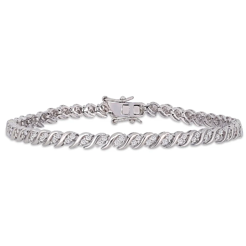 Jewelry Deals That Outshine The Rest Mimi & Max 1ct TW Diamond S-Shape Tennis Bracelet in Sterling Silver Jewelry Deals That Outshine The Rest Mimi & Max 1ct TW Diamond S-Shape Tennis Bracelet in Sterling Silver