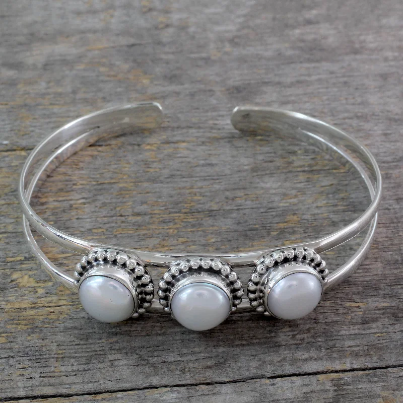 Elegant Necklaces And Bracelets At Limited-Time Offers Moonlight Trio Hand Made Indian Sterling Silver Cuff Pearl Bracelet Elegant Necklaces And Bracelets At Limited-Time Offers Moonlight Trio Hand Made Indian Sterling Silver Cuff Pearl Bracelet