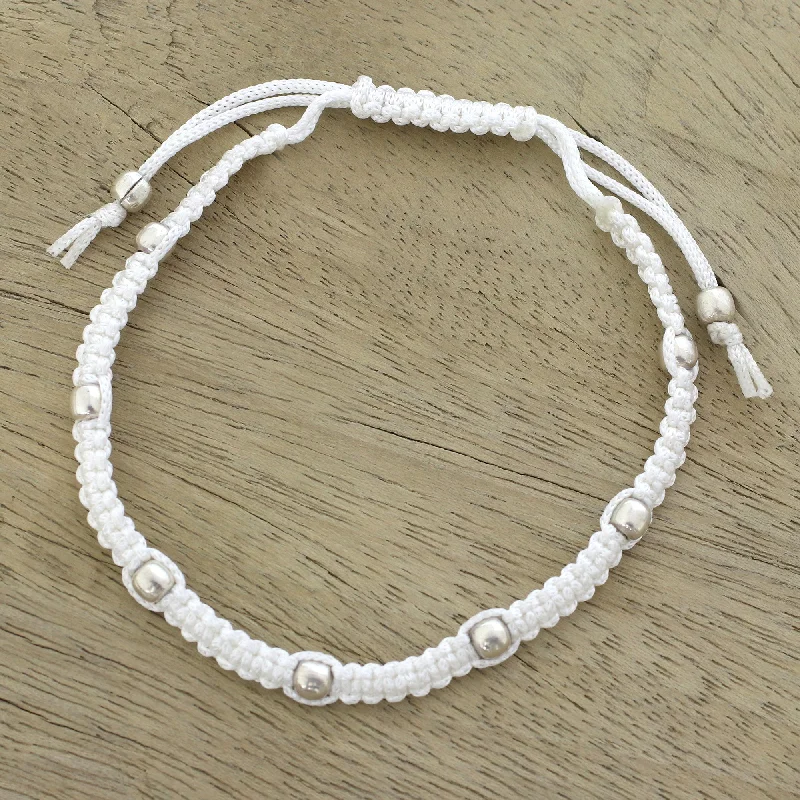 Unmissable Jewelry Sale – Shop Before It's Too Late Peaceful Song in Snow White Sterling Silver Beaded Bracelet in Snow White from India Unmissable Jewelry Sale – Shop Before It's Too Late Peaceful Song in Snow White Sterling Silver Beaded Bracelet in Snow White from India