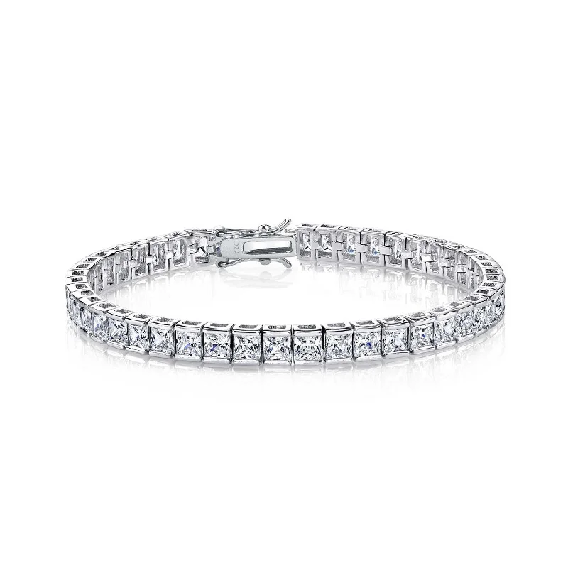 Discounted Luxury Jewelry – Shine Without The Splurge Ra Rhodium Plated Cubic Zirconia Princess-cut Tennis Bracelet Discounted Luxury Jewelry – Shine Without The Splurge Ra Rhodium Plated Cubic Zirconia Princess-cut Tennis Bracelet