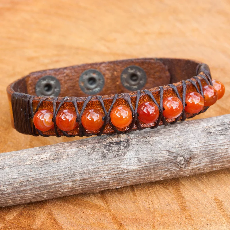 Affordable Luxury Jewelry – Style At A Great Price Rock Walk in Orange Hand Crafted Carnelian and Leather Band Bracelet Affordable Luxury Jewelry – Style At A Great Price Rock Walk in Orange Hand Crafted Carnelian and Leather Band Bracelet