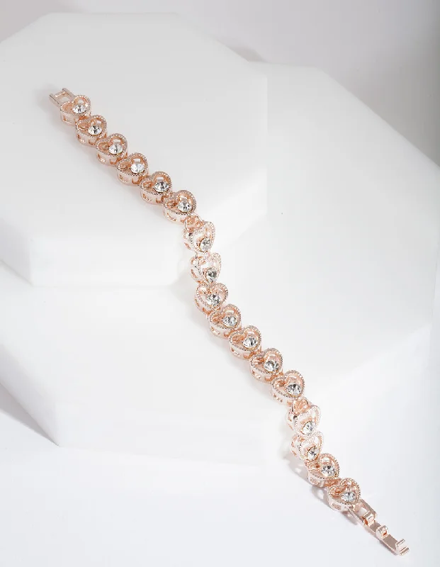 Timeless Beauty, Unbeatable Deals – Jewelry Sale On Rose Gold Heart Link Diamante Bracelet Timeless Beauty, Unbeatable Deals – Jewelry Sale On Rose Gold Heart Link Diamante Bracelet
