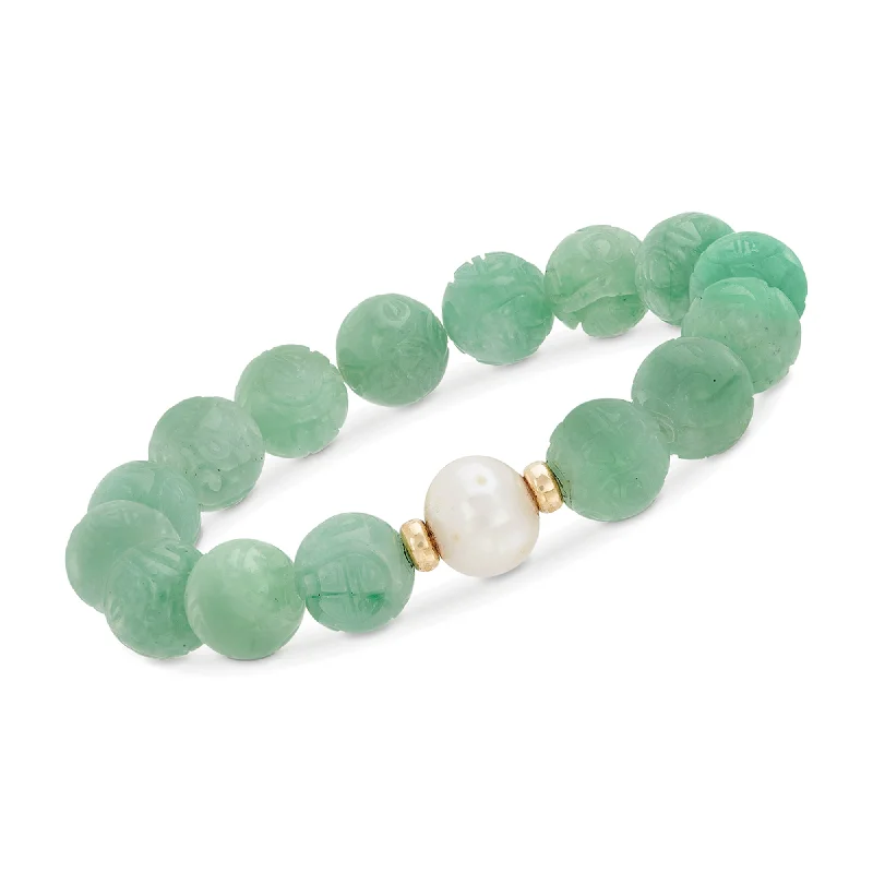 Waterproof Stainless Steel Jewelry For Lasting Beauty Ross-Simons 11-12mm Cultured Pearl and Carved Green Jade Chinese "Dragon" Bead Stretch Bracelet With 14kt Gold Waterproof Stainless Steel Jewelry For Lasting Beauty Ross-Simons 11-12mm Cultured Pearl and Carved Green Jade Chinese "Dragon" Bead Stretch Bracelet With 14kt Gold