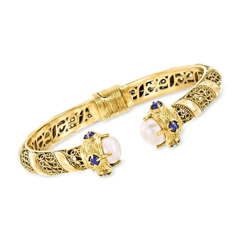 Exclusive Jewelry Sale Event – Shop Now Ross-Simons 8-8.5mm Cultured Pearl Cuff Bracelet With Lapis in 18kt Gold Over Sterling Exclusive Jewelry Sale Event – Shop Now Ross-Simons 8-8.5mm Cultured Pearl Cuff Bracelet With Lapis in 18kt Gold Over Sterling