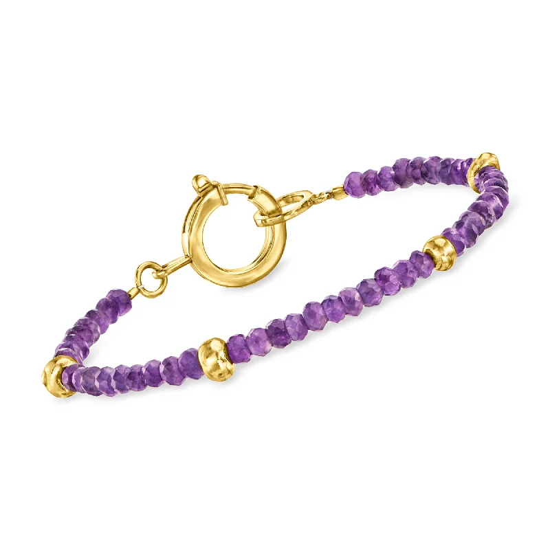 Shop Handcrafted Jewelry At Special Promotional Rates Ross-Simons Amethyst Bead Bracelet With 18kt Gold Over Sterling Shop Handcrafted Jewelry At Special Promotional Rates Ross-Simons Amethyst Bead Bracelet With 18kt Gold Over Sterling