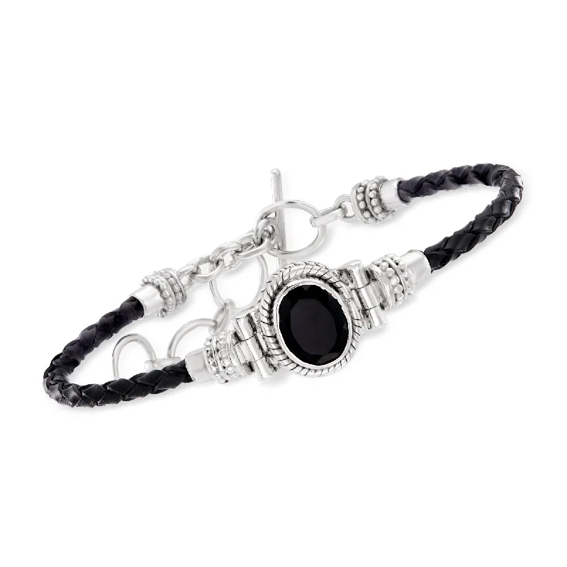 Exclusive Jewelry Discounts – Shop Now For Savings Ross-Simons Black Onyx Bracelet With Braided Black Leather in Sterling Silver Exclusive Jewelry Discounts – Shop Now For Savings Ross-Simons Black Onyx Bracelet With Braided Black Leather in Sterling Silver