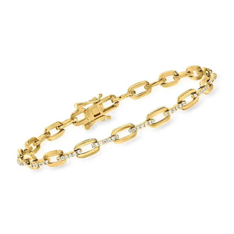 Classic And Modern Jewelry Styles On Sale Ross-Simons CZ Paper Clip Link Bracelet in 18kt Gold Over Sterling Classic And Modern Jewelry Styles On Sale Ross-Simons CZ Paper Clip Link Bracelet in 18kt Gold Over Sterling