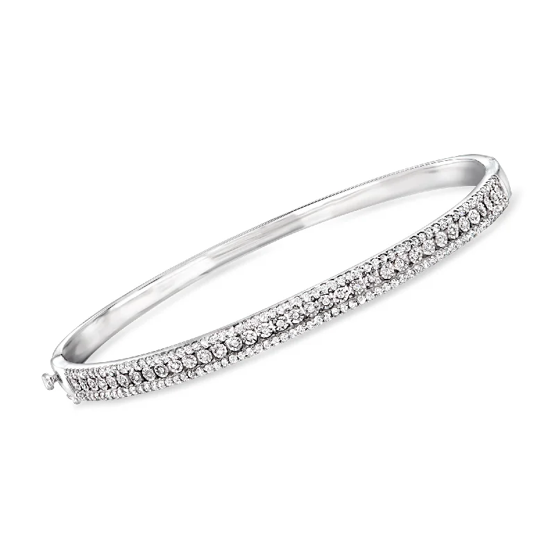 Shop Stylish Jewelry Now And Save Big Ross-Simons Diamond 3-Row Oval Bangle Bracelet in Sterling Silver Shop Stylish Jewelry Now And Save Big Ross-Simons Diamond 3-Row Oval Bangle Bracelet in Sterling Silver