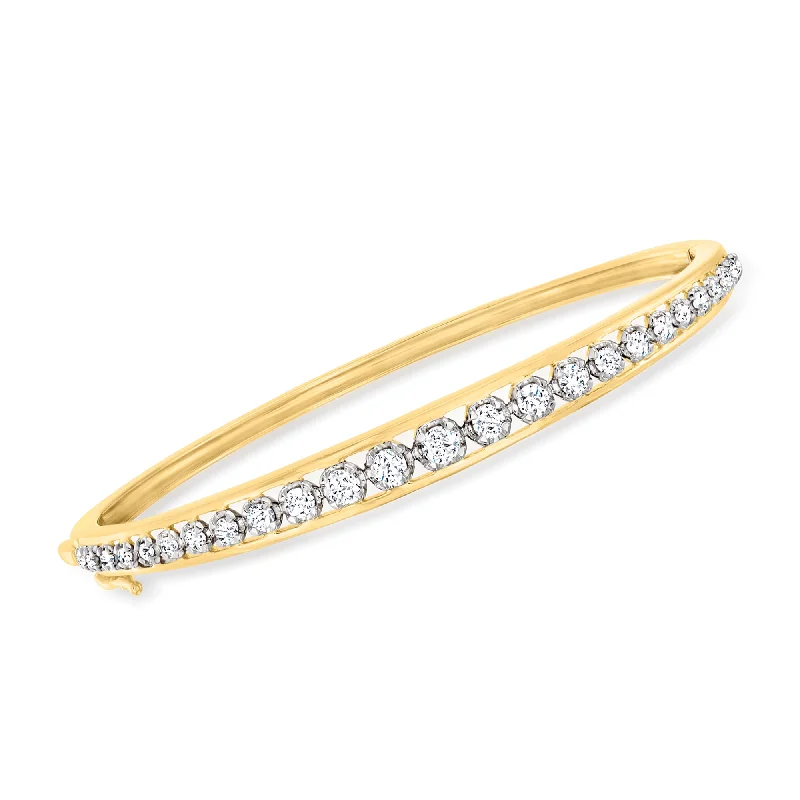 Luxury Jewelry At Unbeatable Discounts Ross-Simons Diamond Graduated Bangle Bracelet in 14kt Yellow Gold Luxury Jewelry At Unbeatable Discounts Ross-Simons Diamond Graduated Bangle Bracelet in 14kt Yellow Gold