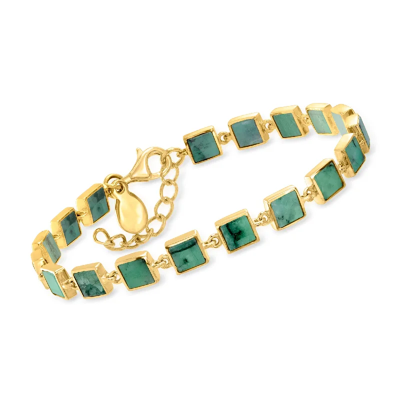 Special Deals On Handcrafted And Designer Jewelry Ross-Simons Emerald Square-Link Bracelet in 18kt Gold Over Sterling Special Deals On Handcrafted And Designer Jewelry Ross-Simons Emerald Square-Link Bracelet in 18kt Gold Over Sterling