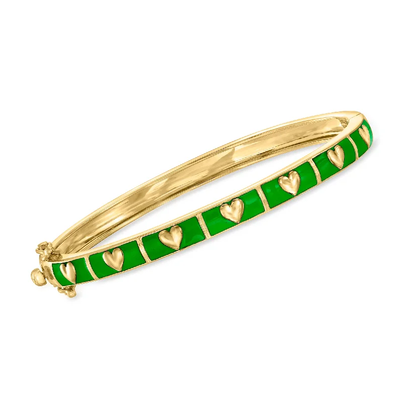 Luxury Jewelry Sale – Sparkle For Less Ross-Simons Green Enamel Heart Bangle Bracelet in 18kt Gold Over Sterling Luxury Jewelry Sale – Sparkle For Less Ross-Simons Green Enamel Heart Bangle Bracelet in 18kt Gold Over Sterling