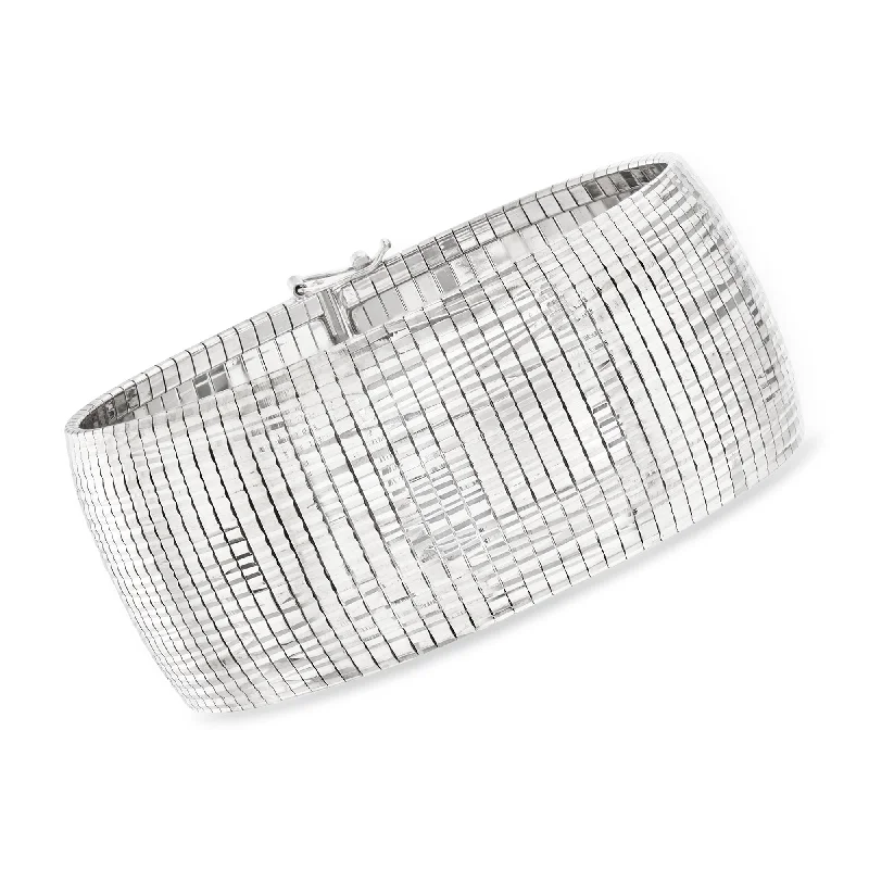 Trendy Minimalist Jewelry For Everyday Wear Ross-Simons Italian Sterling Silver Diamond-Cut Omega Bracelet Trendy Minimalist Jewelry For Everyday Wear Ross-Simons Italian Sterling Silver Diamond-Cut Omega Bracelet