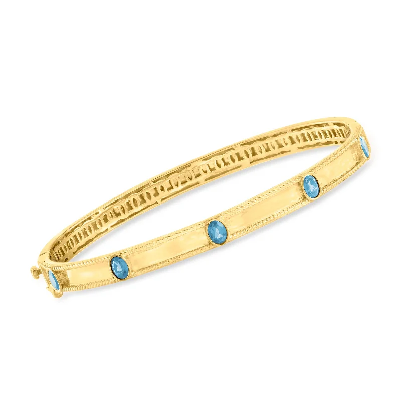 Seasonal Jewelry Sale – Upgrade Your Collection Ross-Simons London Blue Station Bangle Bracelet in 18kt Gold Over Sterling