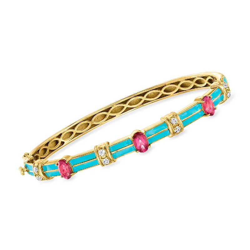 Personalized Jewelry Sale – Meaningful Gifts At Great Prices Ross-Simons Pink and White Topaz Bangle Bracelet With Blue Enamel in 18kt Gold Over Sterling Personalized Jewelry Sale – Meaningful Gifts At Great Prices Ross-Simons Pink and White Topaz Bangle Bracelet With Blue Enamel in 18kt Gold Over Sterling