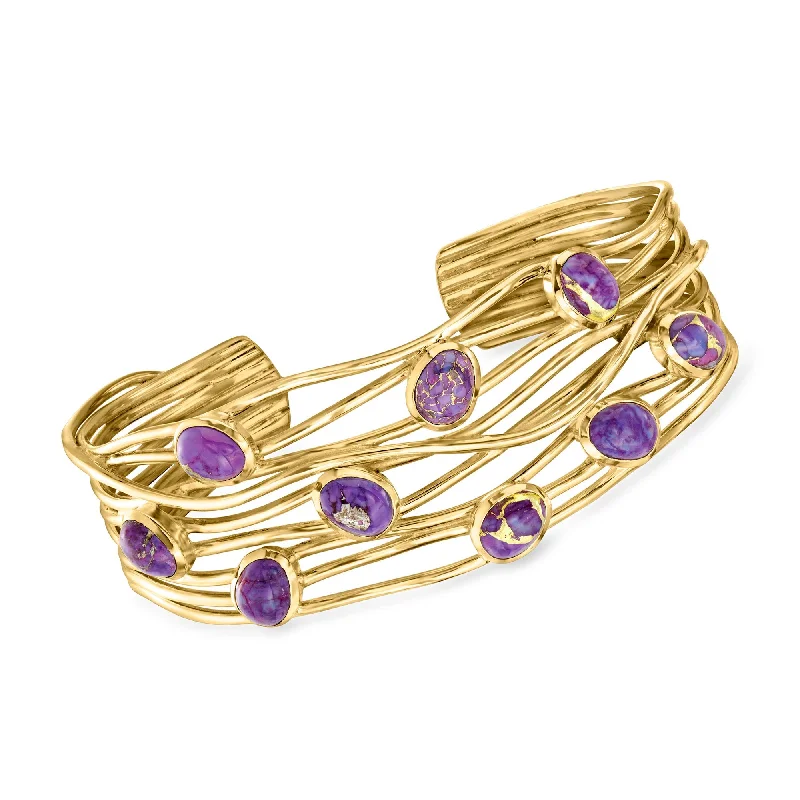 Affordable Luxury Jewelry For Every Occasion Ross-Simons Purple Turquoise Highway Cuff Bracelet in 18kt Gold Over Sterling Affordable Luxury Jewelry For Every Occasion Ross-Simons Purple Turquoise Highway Cuff Bracelet in 18kt Gold Over Sterling
